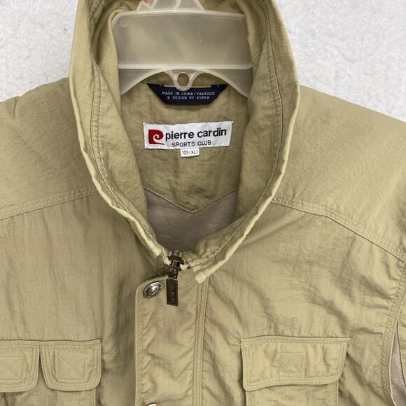 Vtg 90s Pierre Cardin Sports Club Utility Vest XL Tan Safari Photographer Cargo - Picture 8 of 11